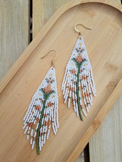 Fringe oorbellen vintage flower