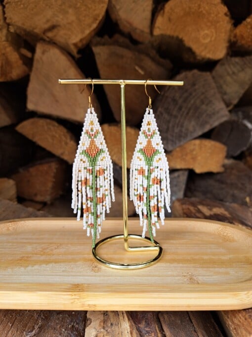 Fringe oorbellen vintage flower