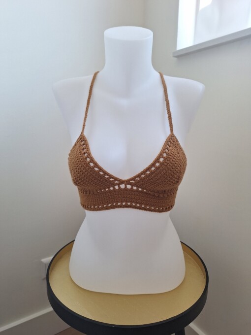 Gehaakt topje 'Boho top caramel'