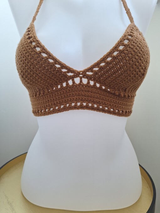 Gehaakt topje 'Boho top caramel'