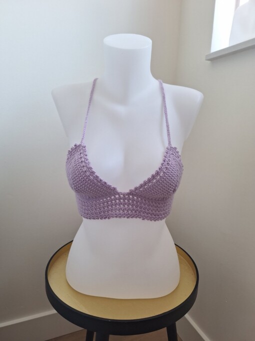 Gehaakt topje 'Lolly top lila'