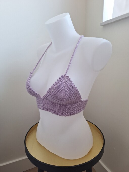 Gehaakt topje 'Lolly top lila'