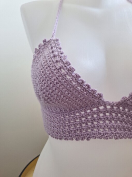 Gehaakt topje 'Lolly top lila'