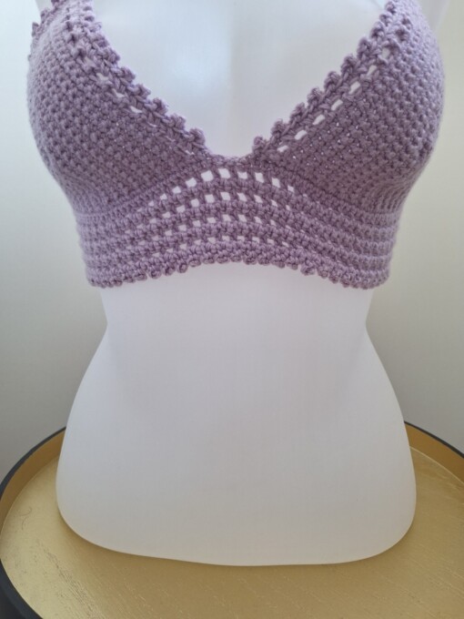 Gehaakt topje 'Lolly top lila'