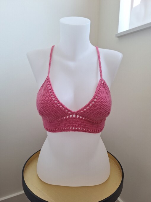 Gehaakt topje 'boho top hot pink'