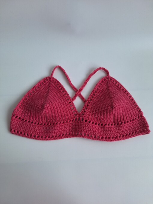 Gehaakt topje 'boho top hot pink'