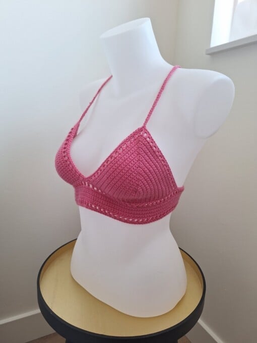 Gehaakt topje 'boho top hot pink'