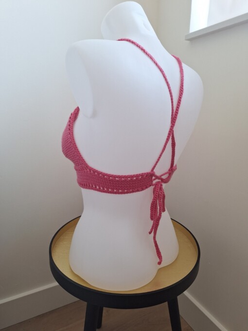 Gehaakt topje 'boho top hot pink'
