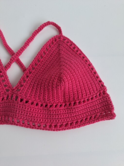 Gehaakt topje 'boho top hot pink'