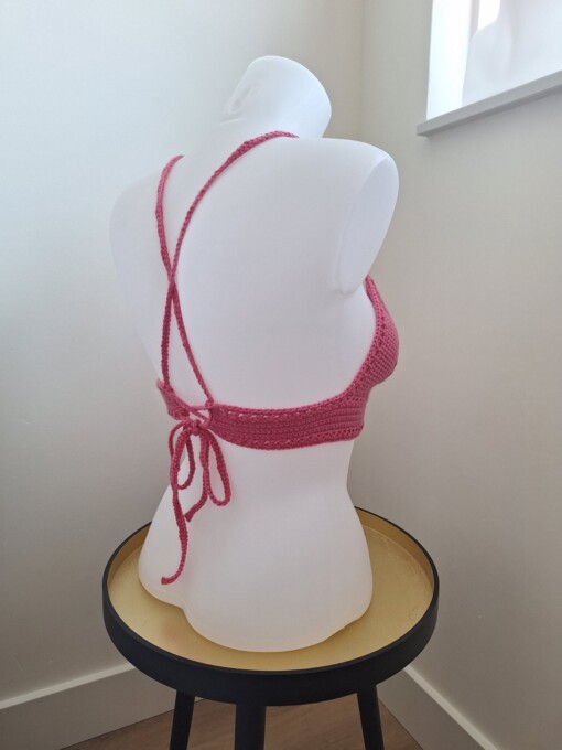 Gehaakt topje 'boho top hot pink'