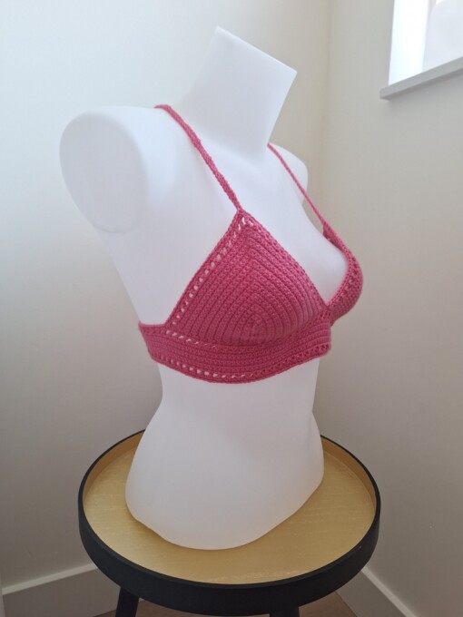 Gehaakt topje 'boho top hot pink'