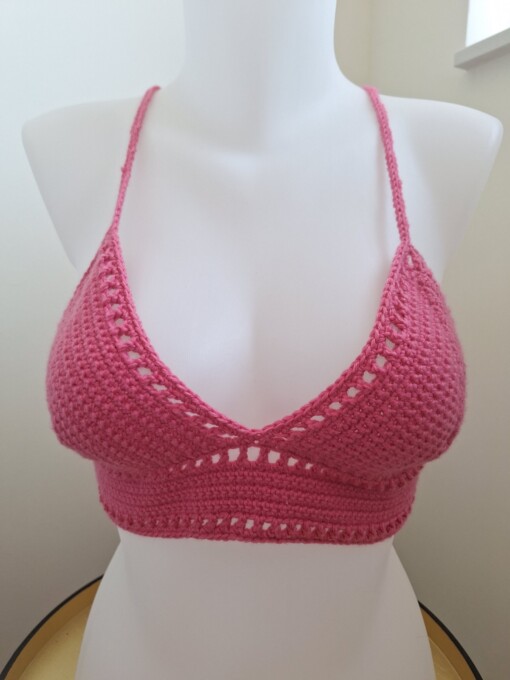 Gehaakt topje 'boho top hot pink'