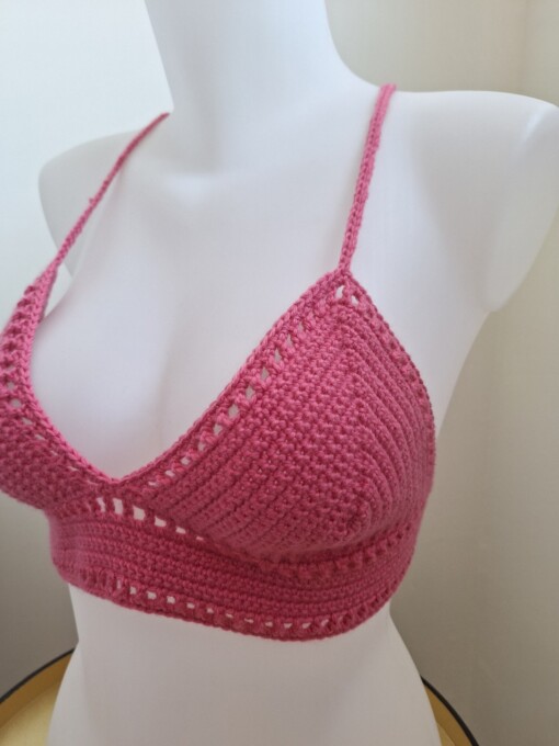 Gehaakt topje 'boho top hot pink'