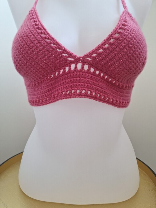 Gehaakt topje 'boho top hot pink'