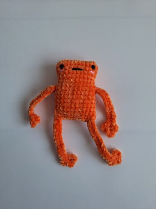 Gehaakte knuffel 'Oranje kikker'