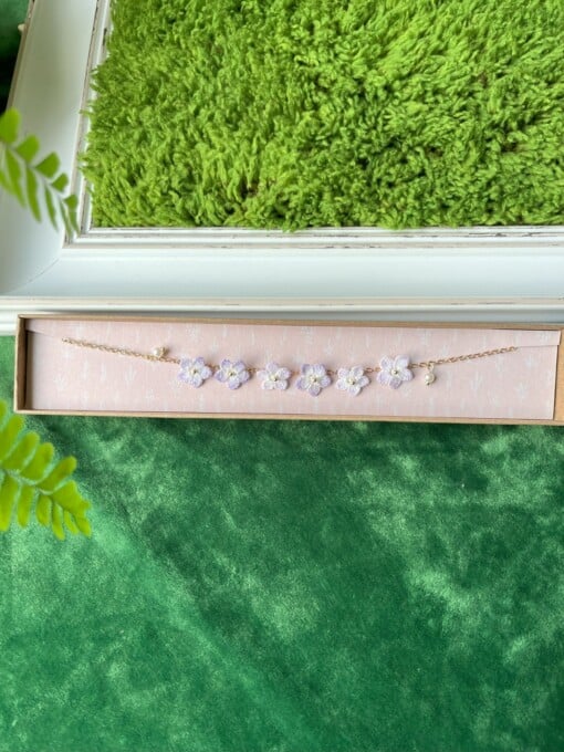 Micro Gehaakte vergeet-mij-nietje Mini Ketting