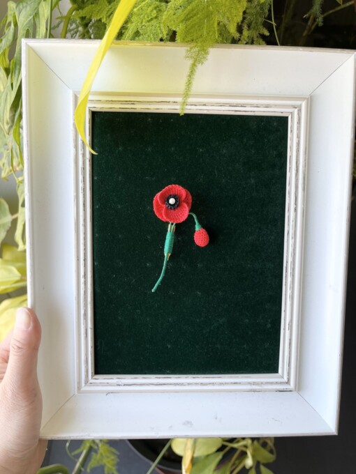 Micro gehaakte Klaproos Bloemenbroches