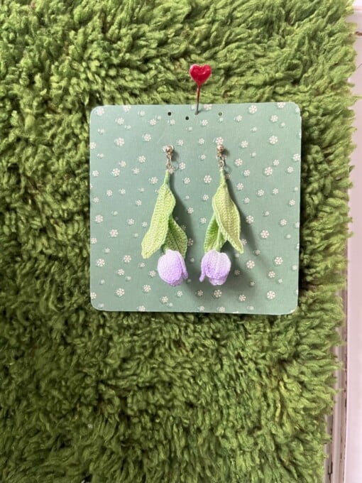 Micro gehaakte tulp oorbellen