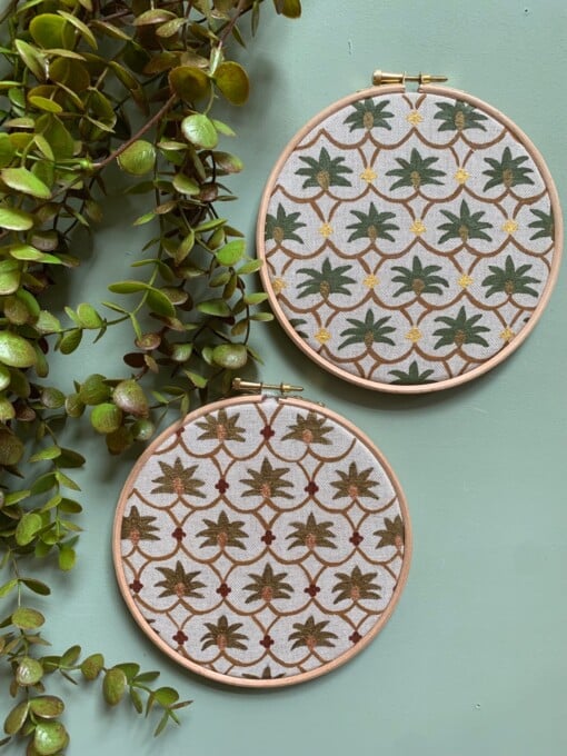 Muurhanger palm blockprint
