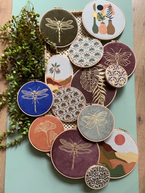 Muurhanger palm blockprint