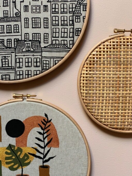 Muurhangerset huisjes rotan webbing