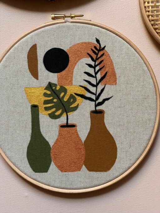 Muurhangerset huisjes rotan webbing