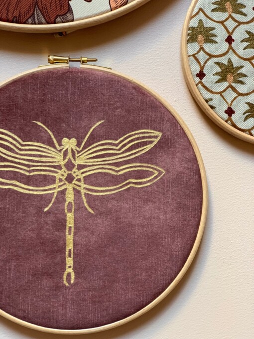 Muurhangerset peony dragonfly pink