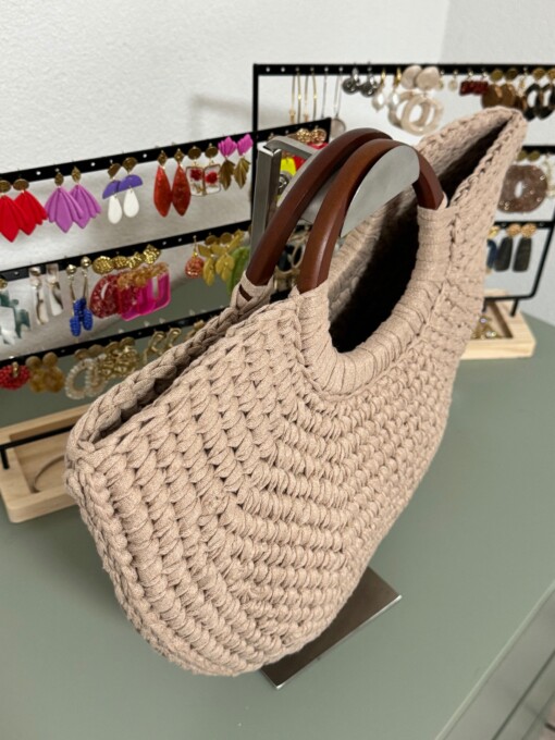 Chique strandtas van gerecycled textielgaren