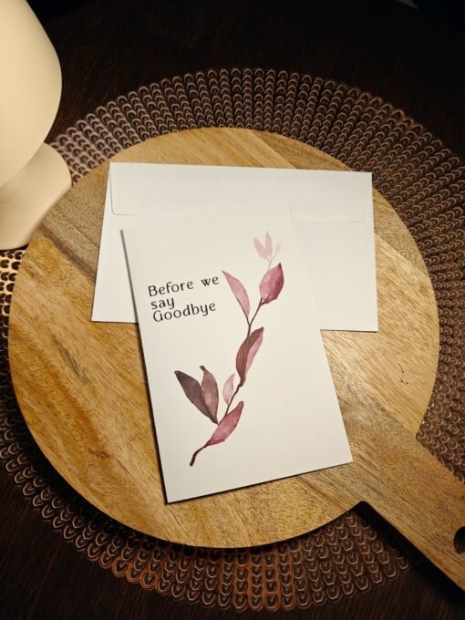 "Before we say Goodbye" Rouwkaart - Gevouwen met Envelop