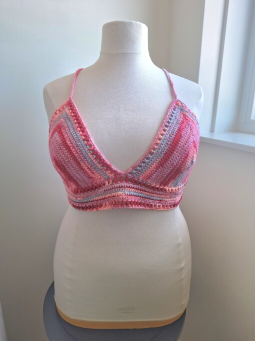 Gehaakt topje 'Boho top ombre paars en roze'