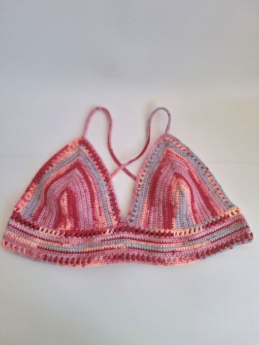 Gehaakt topje 'Boho top ombre paars en roze'