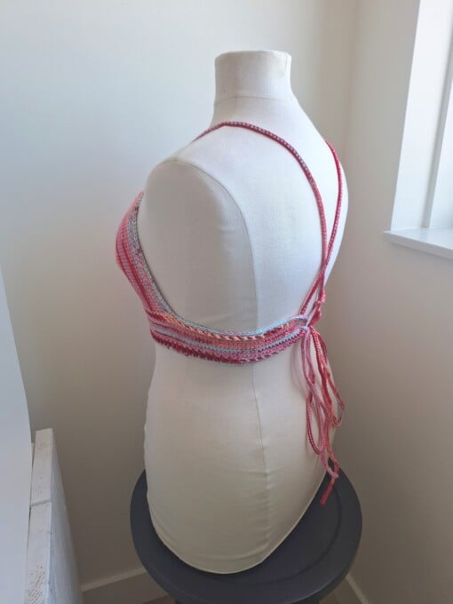 Gehaakt topje 'Boho top ombre paars en roze'