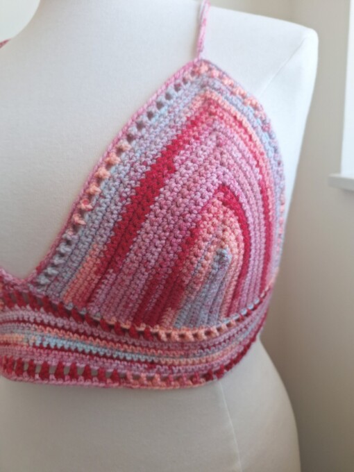 Gehaakt topje 'Boho top ombre paars en roze'