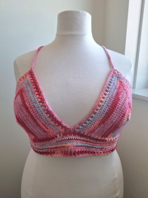 Gehaakt topje 'Boho top ombre paars en roze'