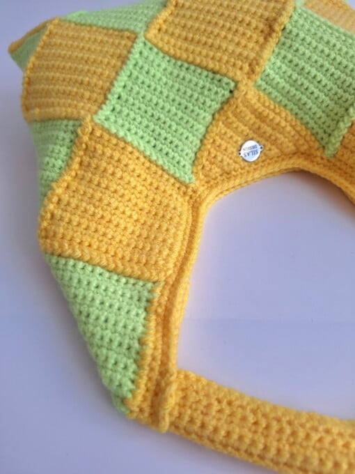 Gehaakte checker handtas 'Geel en groen'