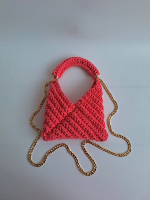 Gehaakte crossbody tas 'Koraaloranje'
