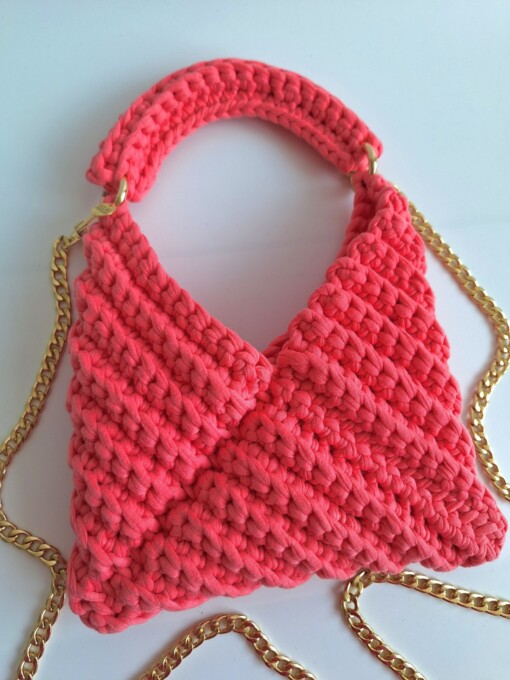 Gehaakte crossbody tas 'Koraaloranje'