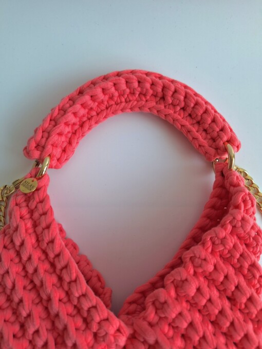 Gehaakte crossbody tas 'Koraaloranje'