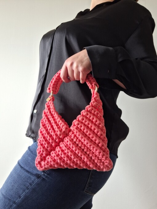 Gehaakte crossbody tas 'Koraaloranje'