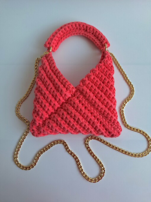 Gehaakte crossbody tas 'Koraaloranje'