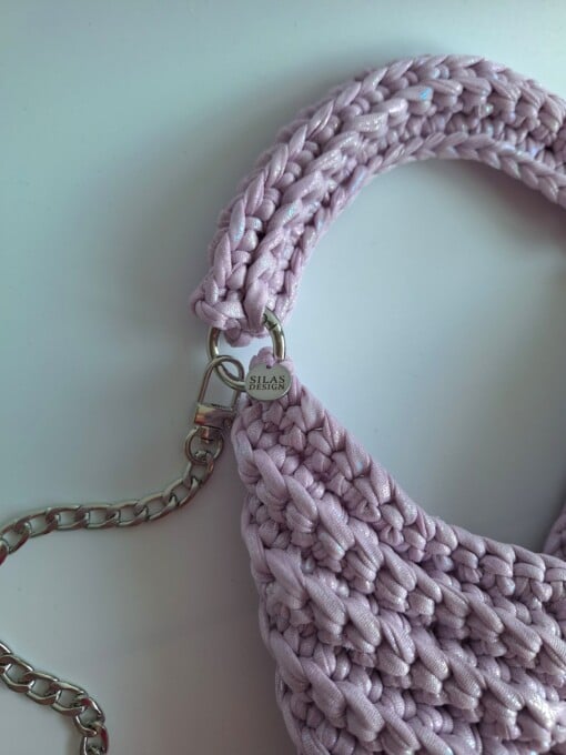 Gehaakte crossbody tas 'Metallic lila'