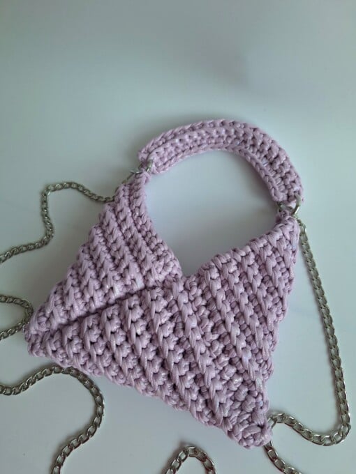 Gehaakte crossbody tas 'Metallic lila'