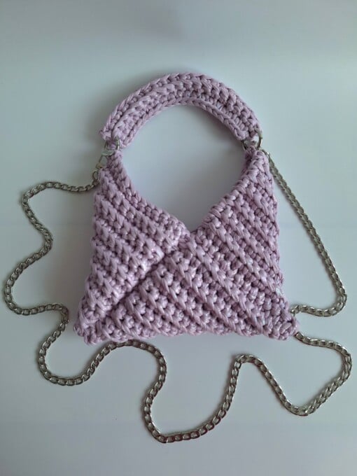 Gehaakte crossbody tas 'Metallic lila'