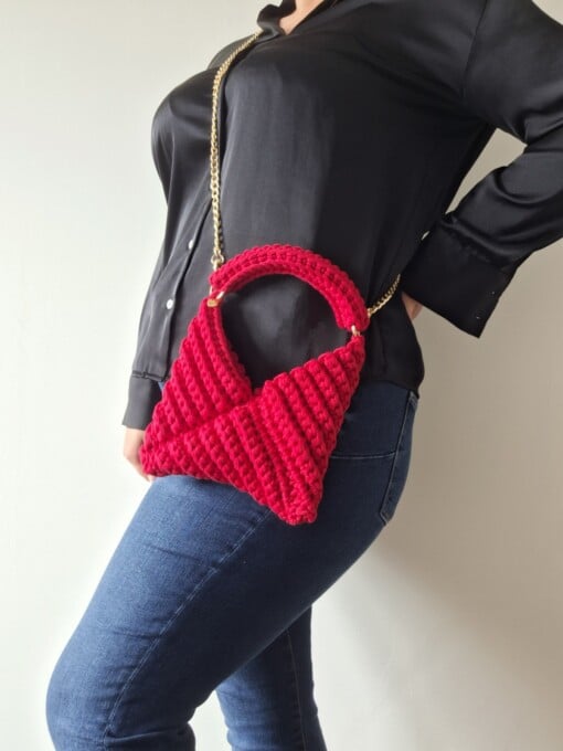 Gehaakte crossbody tas 'Rood'