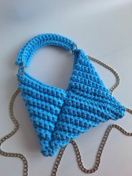 Gehaakte crossbody tas 'Tiffany blauw'