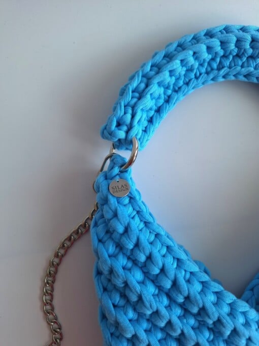 Gehaakte crossbody tas 'Tiffany blauw'