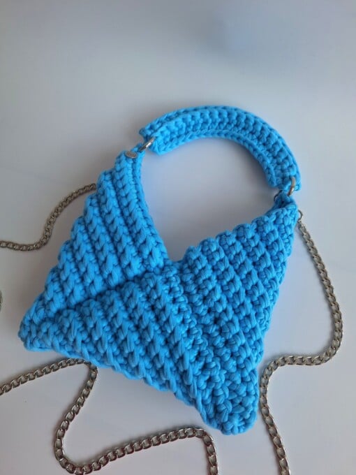 Gehaakte crossbody tas 'Tiffany blauw'