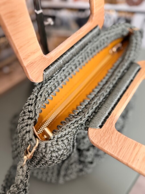 Handgemaakte Bubbel tas met houte handvat