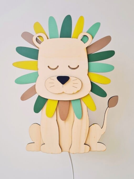 Handgemaakte Houten Wandlamp Leeuw