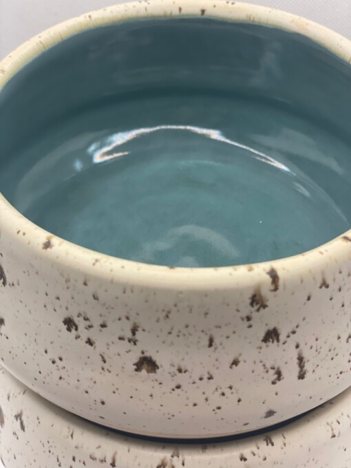 Ontbijtbowls / ramenbowls turquoise wit spikkel